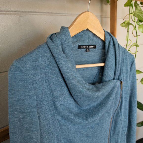 Modcloth Sweaters - Zip Cardigan | moto jacket style | asymmetrical